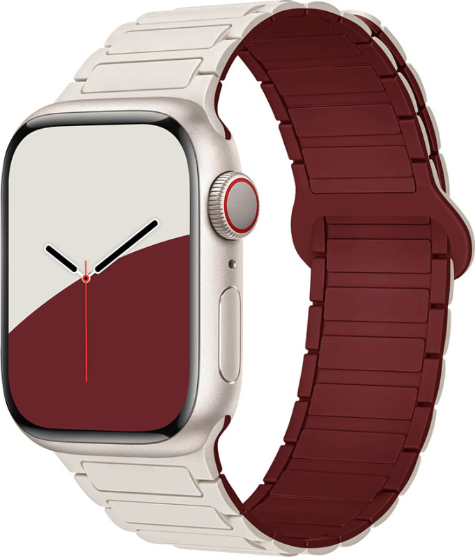 Dvojbarevný magnetický řemínek pro Apple Watch 38/40/41/42(S10)mm Barva: Béžovo-vínový