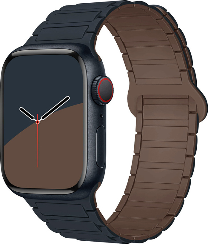 Dvojbarevný magnetický řemínek pro Apple Watch 42/44/45/46/49mm Barva: Tmavěmodro-hnědý