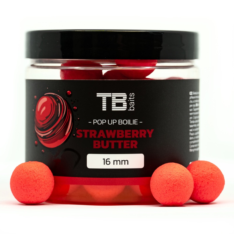 Tb baits plovoucí boilie pop-up strawberry butter + nhdc 65 g-12 mm