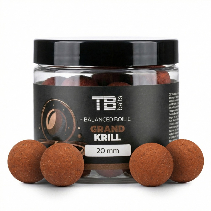 Tb baits vyvážené boilie balanced + atraktor grand krill 100 g - 24 mm