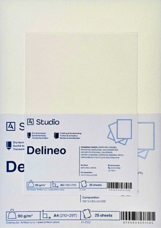 Kreslicí papír Delineo 90g A2, 25 listů