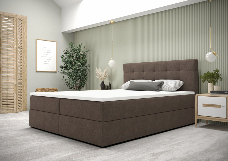 Moderní postel 180x200 s úložným prostorem STIG 5 - světle hnědá