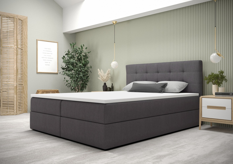 Moderní postel 180x200 s úložným prostorem STIG 5 - tmavě šedá
