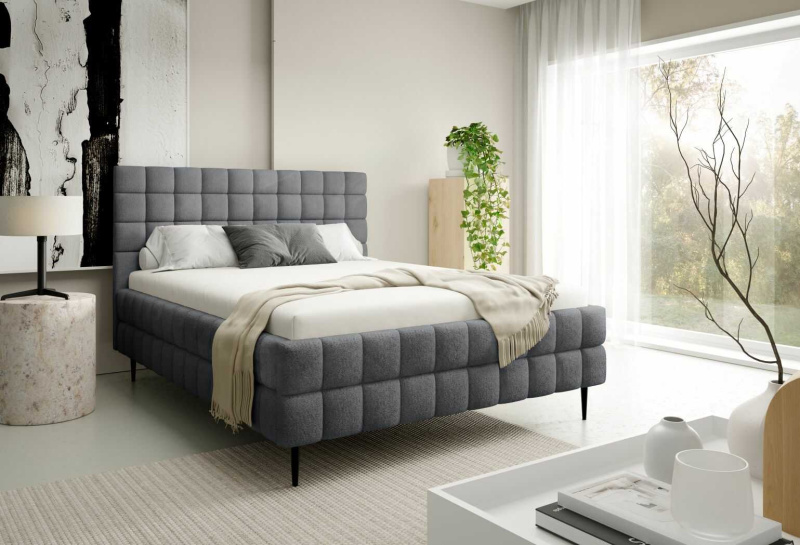 Čalouněná postel 140x200 LAILA LEG s úložným prostorem - antracit