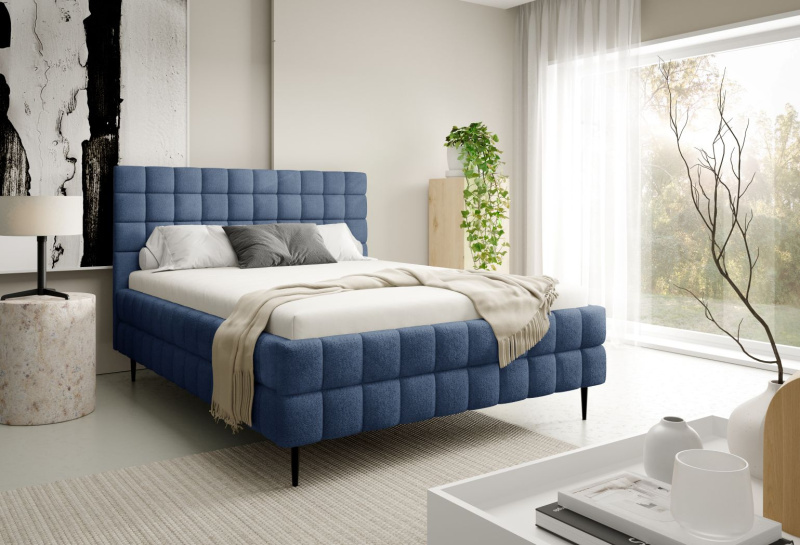 Čalouněná postel 160x200 LAILA LEG s úložným prostorem - modrá