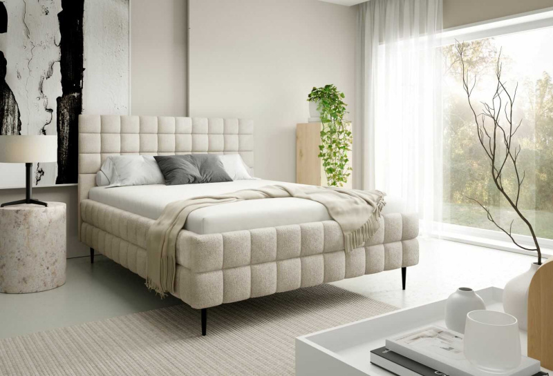 Čalouněná postel 160x200 LAILA LEG s úložným prostorem - ecru 1