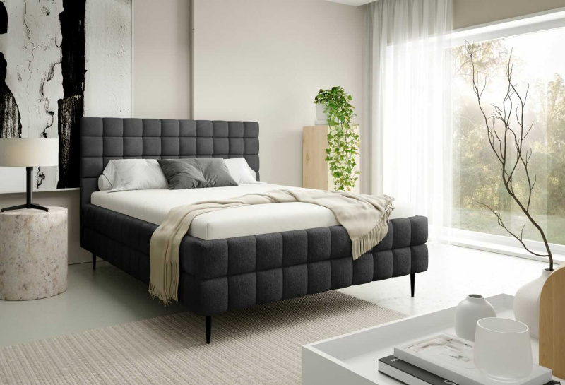 Čalouněná postel 160x200 LAILA LEG s úložným prostorem - černá