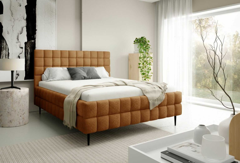Čalouněná postel 180x200 LAILA LEG s úložným prostorem - hnědá