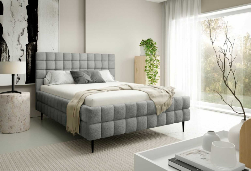 Čalouněná postel 180x200 LAILA LEG s úložným prostorem - šedá