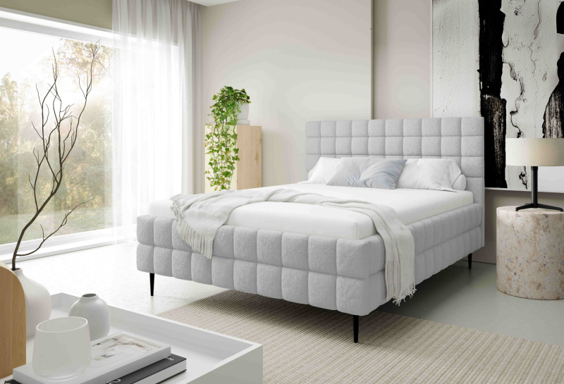 Čalouněná postel 180x200 LAILA LEG s úložným prostorem - světle šedá
