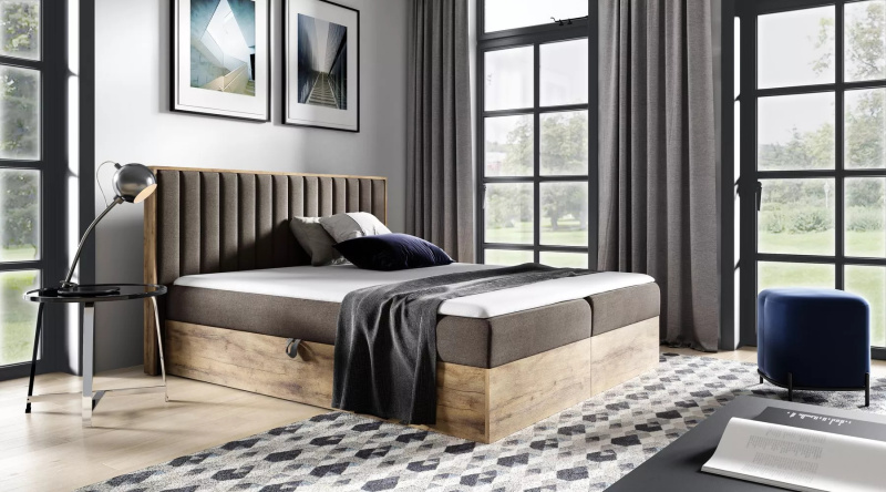 Manželská postel CHANTELLE 4 - 200x220, hnědá + topper ZDARMA