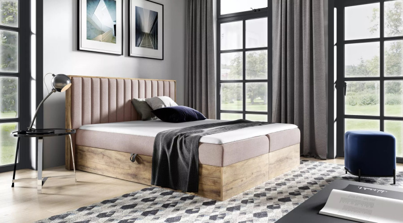 Manželská postel CHANTELLE 4 - 200x220, růžová + topper ZDARMA