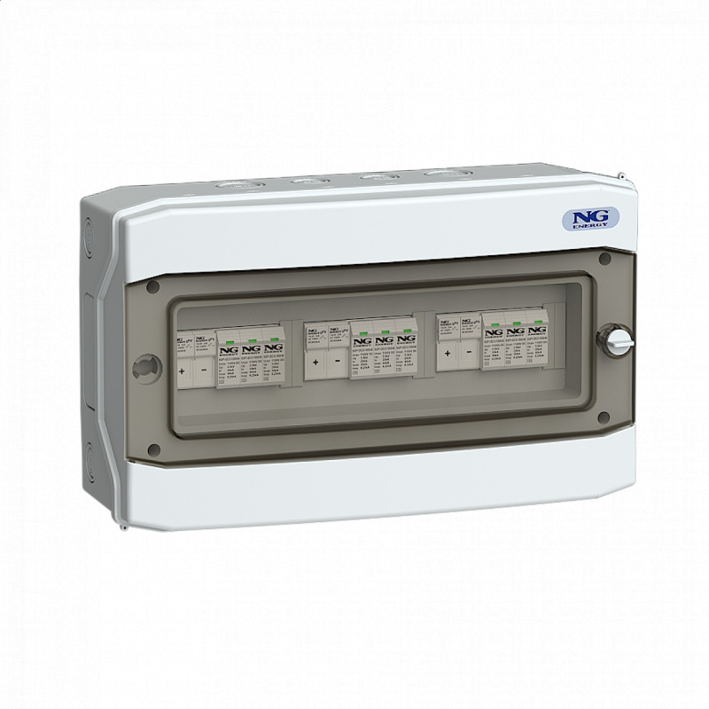 NG FVE 51 6649.01 Fotovoltaický rozvaděč ASABOX 3x svodič přepětí DC T1+T2, 3x pojistkový odpínač DC