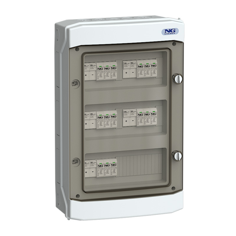 NG FVE 51 6651.01 Fotovoltaický rozvaděč ASABOX 5x svodič přepětí DC T1+T2, 5x pojistkový odpínač DC