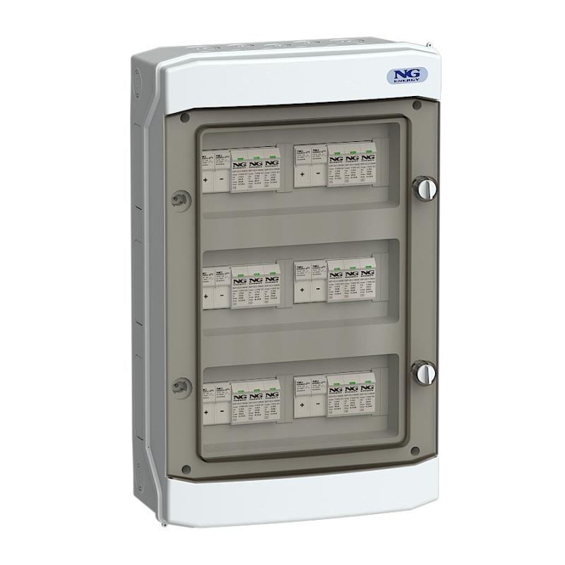 NG FVE 51 6652.01 Fotovoltaický rozvaděč ASABOX 6x svodič přepětí DC T1+T2, 6x pojistkový odpínač DC
