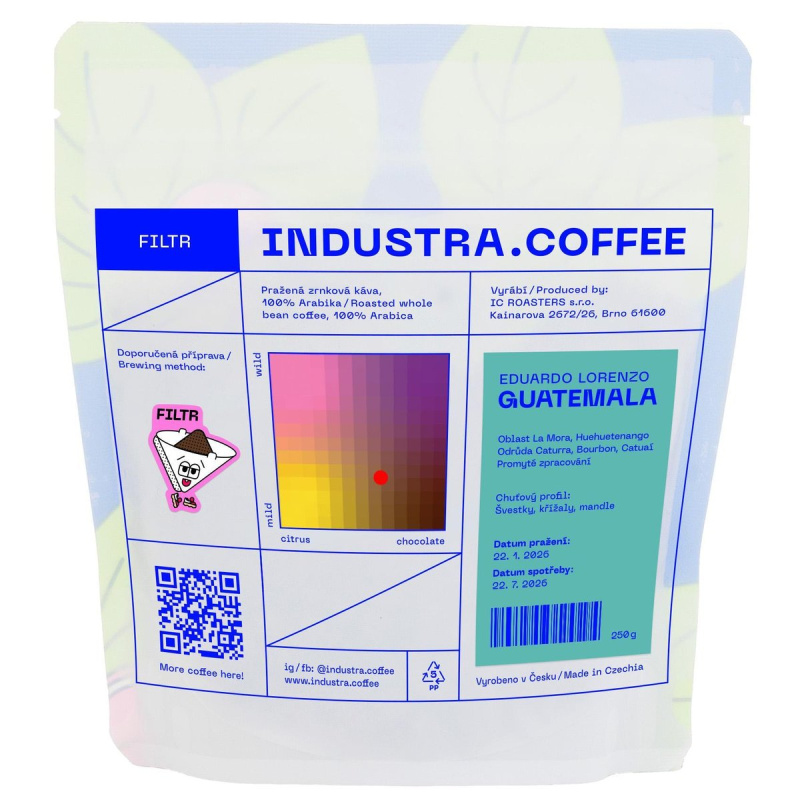 Industra.Coffee Guatemala Eduardo Lorenzo filtr zrnková káva
