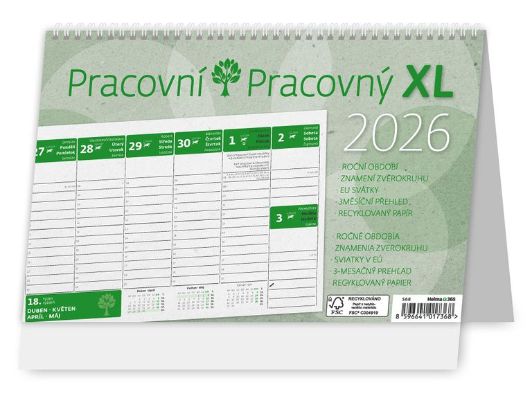 Pracovní XL Green - stolní pracovní kalendář