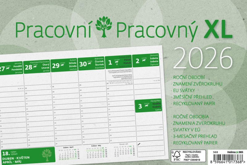 Pracovní XL Green - stolní pracovní kalendář
