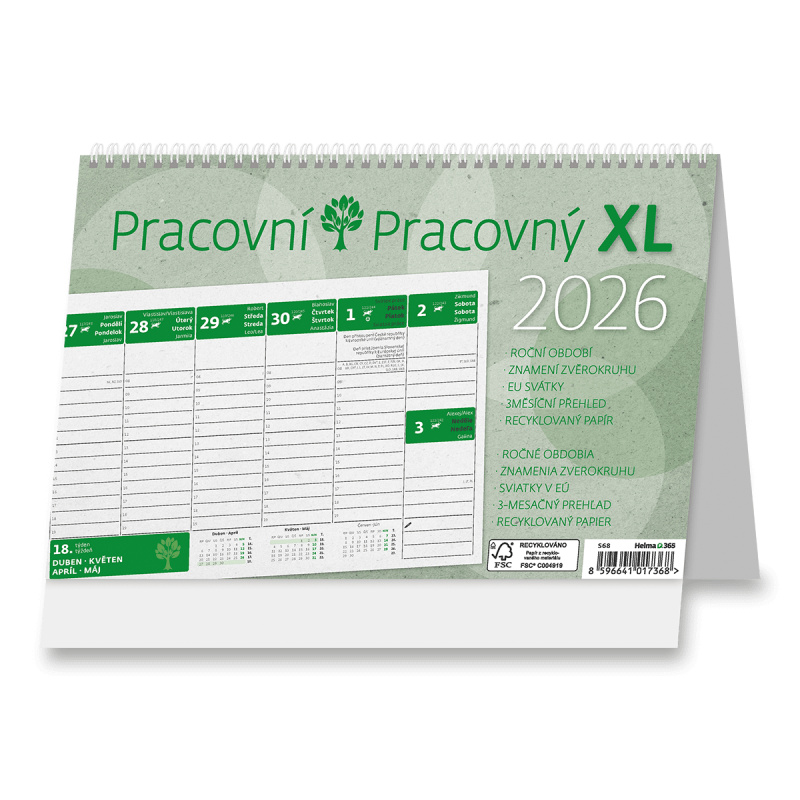 Pracovní XL Green - stolní pracovní kalendář
