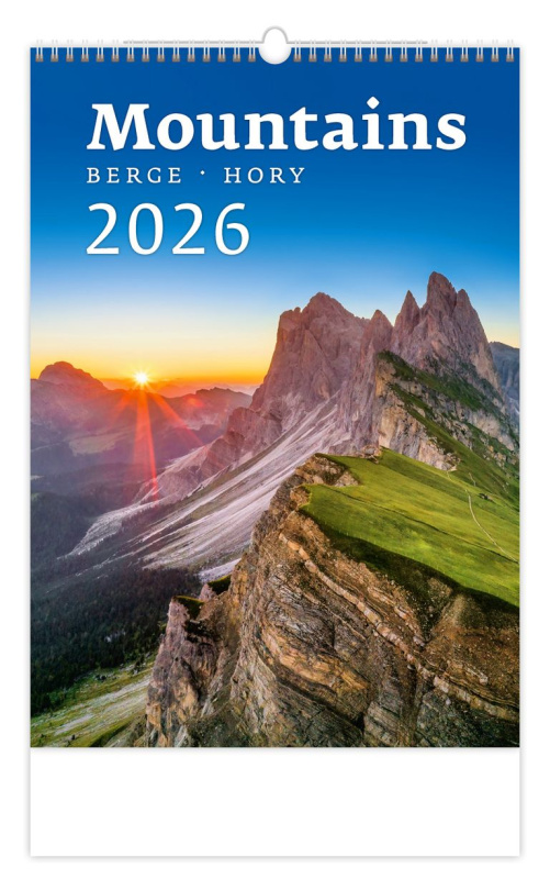 Kalendář nástěnný 2026 - Mountains/Berge/Hory