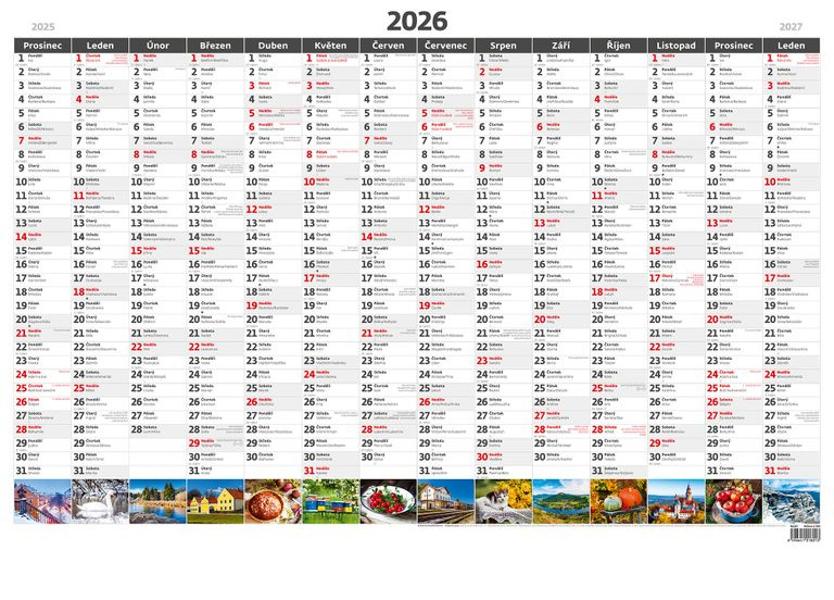 Kalendář nástěnný 2026 - Plánovací roční mapa A1 obrázková