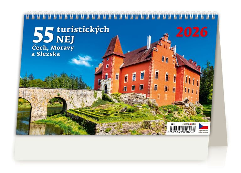 55 turistických nej Čech, Moravy a Slezska 2026 - stolní kalendář