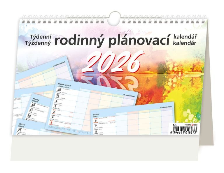 Týdenní rodinný plánovací 2026 - stolní kalendář