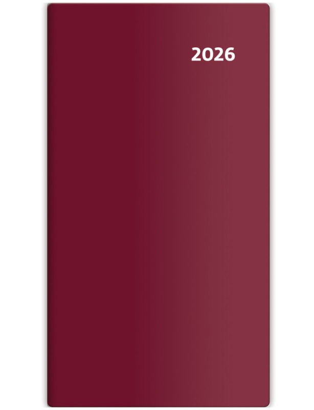 Diář 2026 kapesní - Torino čtrnáctidenní - bordó