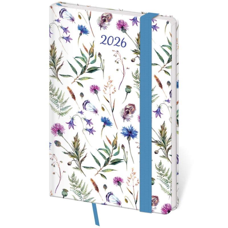 Kapesní diář 2026 Vario Wildflowers s gumičkou