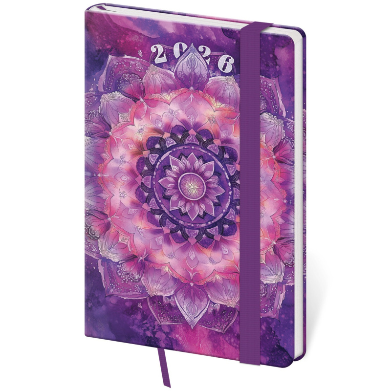 Kapesní diář 2026 Vario Mandala s gumičkou