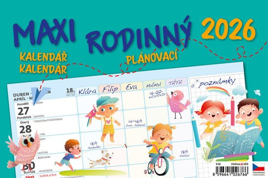 Maxi rodinný plánovací 2026 - stolní kalendář