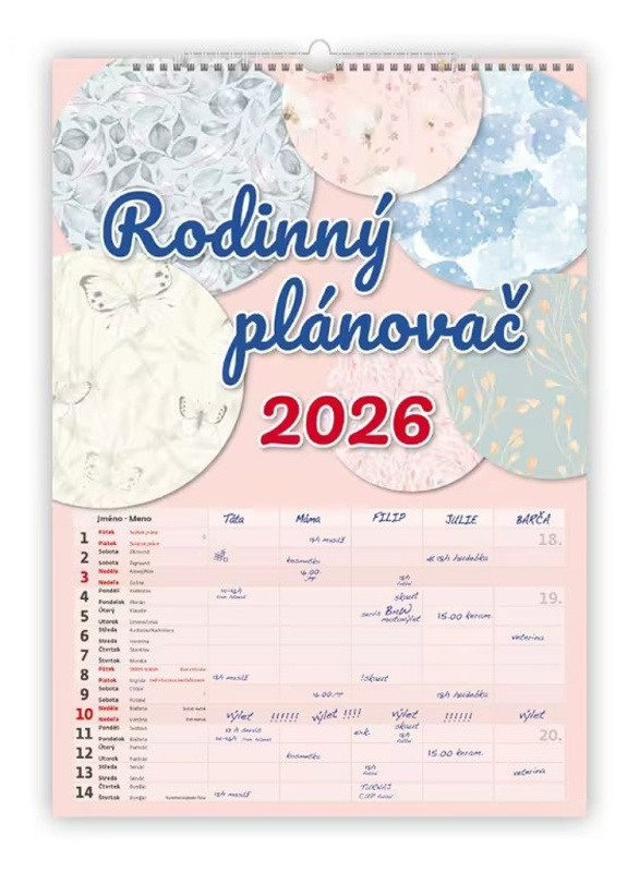 Rodinný plánovač 2026 - nástěnný kalendář