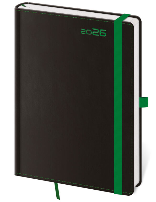 Týdenní diář 2026 B6 Black Green s poutkem