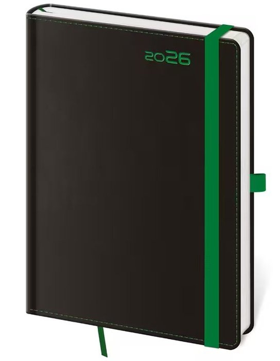 Týdenní diář 2026 B6 Black Green s poutkem