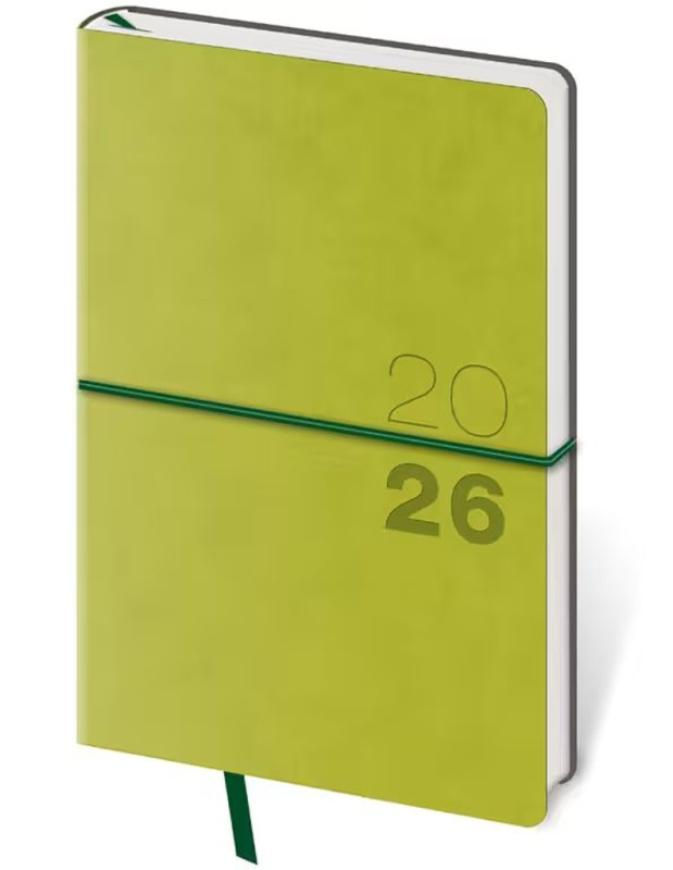Kapesní diář 2026 Flexio zelený s gumičkou - kniha z kategorie Zápisníky, kalendáře