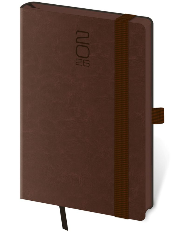 Kapesní diář 2026 Memory tmavě hnědý s gumičk - kniha z kategorie Zápisníky, kalendáře