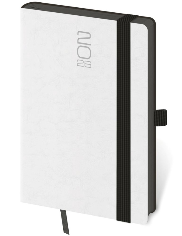 Kapesní diář 2026 Memory bílý s gumičkou - kniha z kategorie Zápisníky, kalendáře