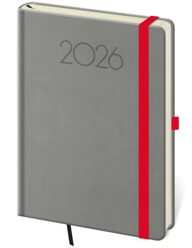 Denní diář 2026 A5 New Praga tmavě šedý s gumičkou - kniha z kategorie Zápisníky, kalendáře