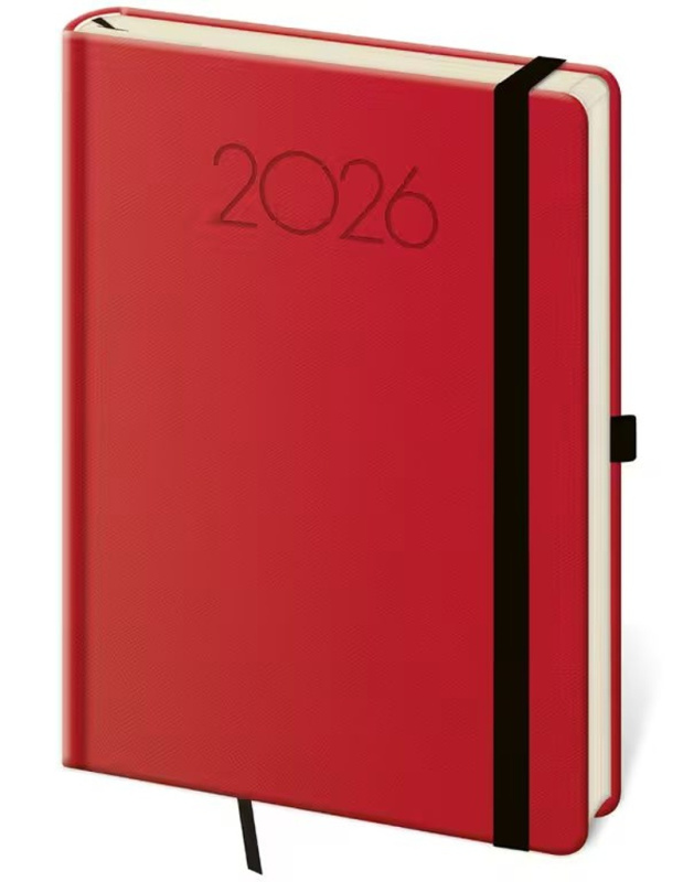 Týdenní diář 2026 A5 New Praga červený s gumičkou - kniha z kategorie Zápisníky, kalendáře