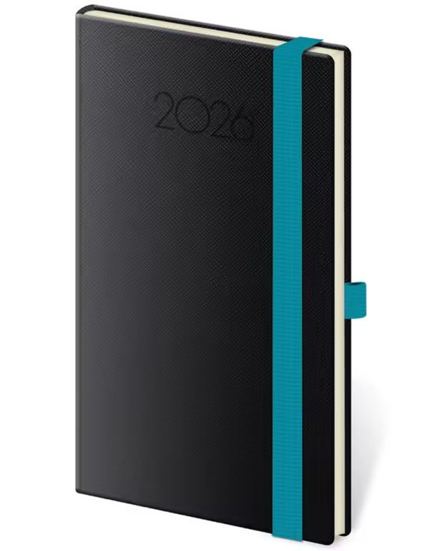 Kapesní diář 2026 New Praga černý s gumičkou - kniha z kategorie Zápisníky, kalendáře