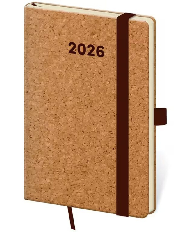 Kapesní diář 2026 Cork s poutkem