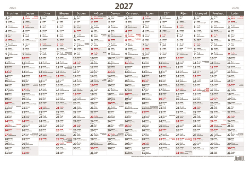 Plánovací roční mapa 2027 - A1, bezobrázková