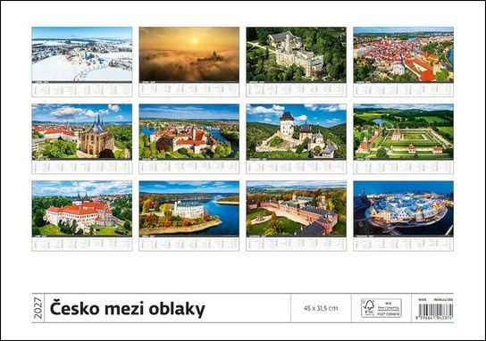 Nástěnný kalendář 2027 Helma Česko mezi oblaky