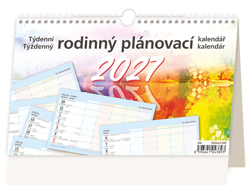 Stolní kalendář 2027 Helma Týdenní rodinný plánovací