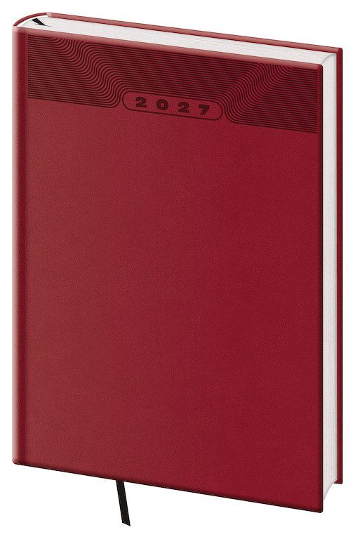 Týdenní diář 2027 Helma A5 Print Classic anglická červená