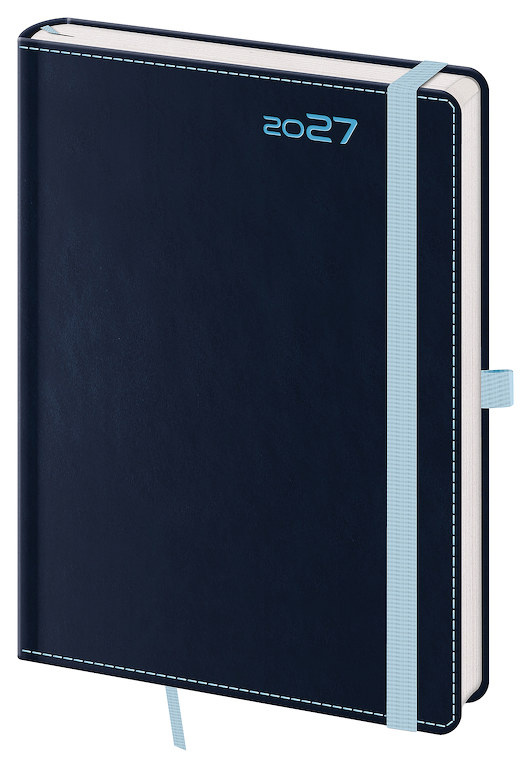 Denní diář 2027 Helma A5 Double Blue s poutkem