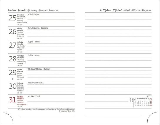 Týdenní diář 2027 Helma kapesní Print Pop světle zelený