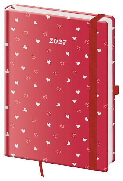 Týdenní diář 2027 Helma A5 Vario Hearts s gumičkou