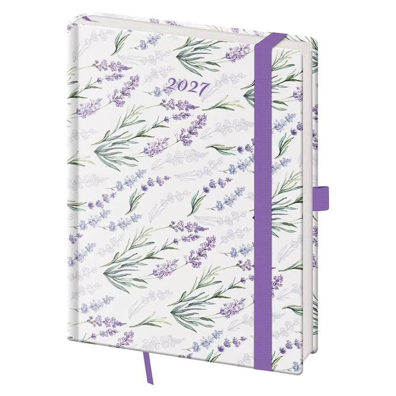 Týdenní diář 2027 Helma B6 Vario Lavender s gumičkou
