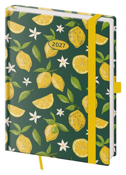 Týdenní diář 2027 Helma B6 Vario Lemons s gumičkou